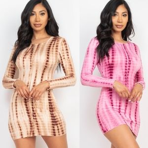 CLEARANCE!!! Tye Dye Lettuce Trim Bodycon Bundle of 2 Dresses
